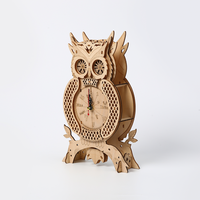 Horloge de table en bois 3D en forme de hibou, modèle artisanal en bois à collectionner, DIY, grande quantité