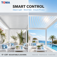 Pergola extérieure TOMA en aluminium étanche avec design à lames orientables, pergola de balcon moderne en aluminium horizontal pour appartement