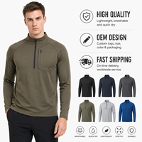 Impression de logo personnalisé, tissu respirant à séchage rapide, vêtements de sport pour la course à pied, entraînement en salle de sport, conception OEM, chemises à manches longues à demi-zip