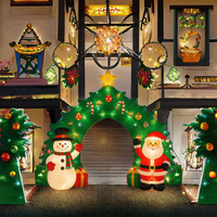 Arche gonflable de Noël avec lumières LED, Père Noël et bonhomme de neige, décoration d'entrée de jardin extérieur, pour fêtes commerciales et résidentielles, gonflable