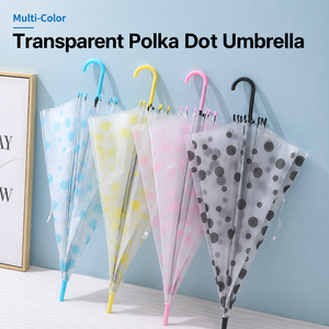 Paraguas de fiesta de lujo semiautomático con mango de plástico transparente, 8 varillas, tubo de hierro recto moderno y logotipo personalizado - Product Image 1