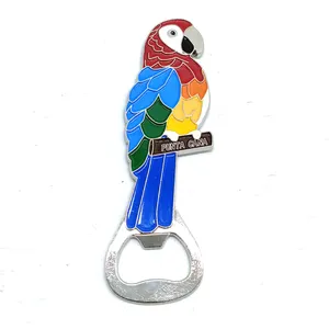 In metallo personalizzato a forma di animale di punta cana souvenir regalo pappagallo uccello frigo magnete apribottiglie