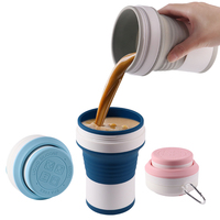 Mug de voyage pliable en silicone personnalisé de 550 ml, réutilisable, de qualité alimentaire, anti-fuite, sans BPA, compatible lave-vaisselle et micro-ondes, Noël