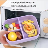 Boîte à lunch pour enfants d'école, qualité alimentaire, sans BPA, pliable, bento, couvercle étanche, respectueux de l'environnement, rectangulaire, en silicone, pour manger