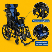 Fauteuil roulant standard AndCare en aluminium 18'' 20'' 22'' pour personnes âgées et handicapées - Fournitures de réadaptation thérapeutique avec siège rembourré