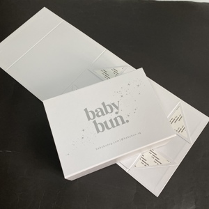 Elegant <b>white</b> collapsible magnetic <b>gift</b> <b>box</b> Silver foil print foldable magnet <b>box</b> Wig cosmetics packaging - Product Image 4