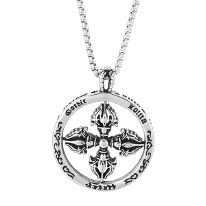 <span class=keywords><strong>Collier</strong></span> pendentif croix Vajra en acier titane, style streetwear, chaîne épaisse pour pull, pour hommes, bijoux de mode unisexe - Product Image 6