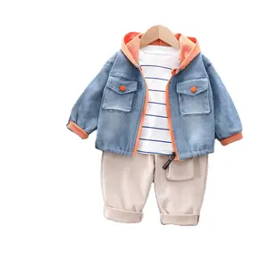 Nuevo estilo de diseño Ropa para niños Conjuntos de ropa Venta al por mayor Chaquetas de mezclilla Proveedores Pantalones caqui Niños