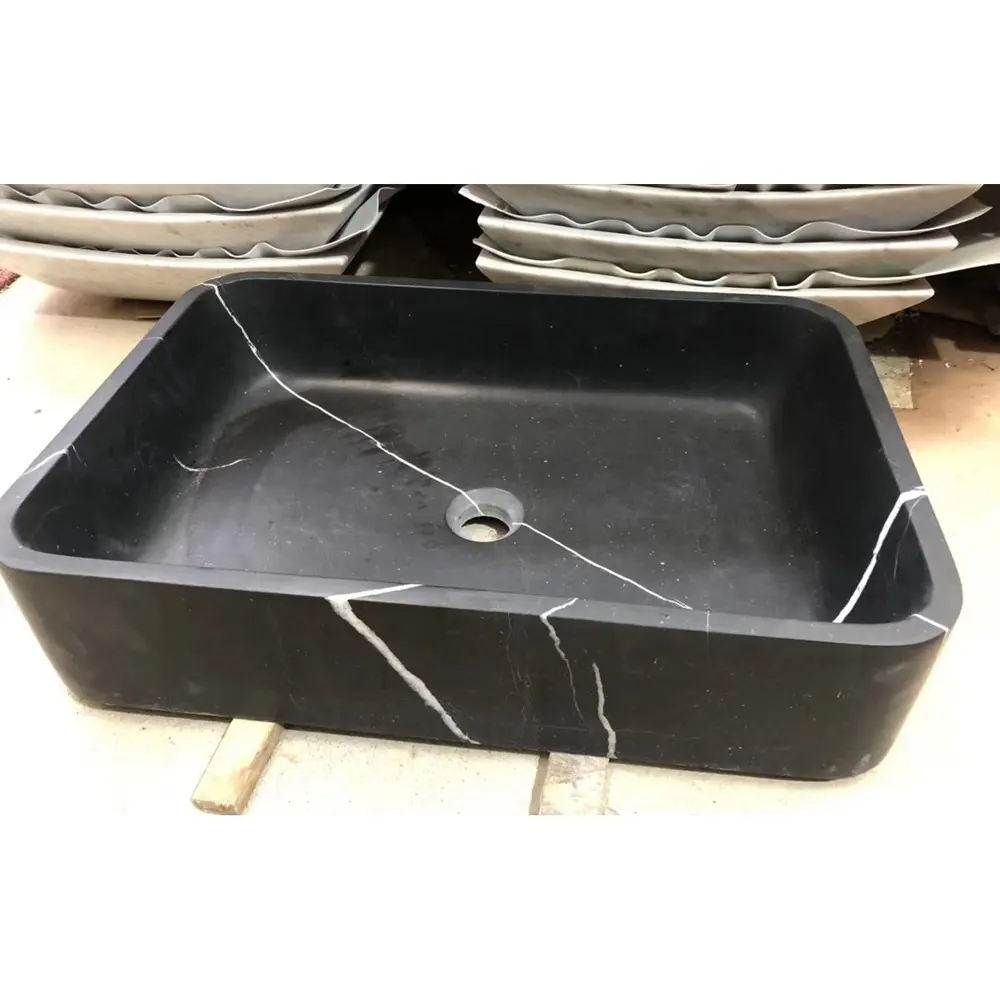 Cheap Natural Square Black Washbasin marble Basin Stone Sink Bathroom