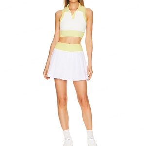 Conjunto de Tenis Plisado en Color Contrastante para Mujer, 86% Nailon, 14% Elastano, Ropa Casual para Damas - Product Image 6