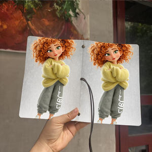 Fait à la main A6 Journal Cadeau Prêt Idéal pour Fantasy Writers <span class=keywords><strong>Sketchers</strong></span> avec avec <span class=keywords><strong>fille</strong></span> aux cheveux bouclés en tenue décontractée Imprimé sur le - Product Image 6