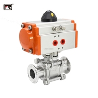 Katup Bola Pneumatik Stainless Steel Tri Clamp Desain Tiga Bagian Air/Minyak/Gas Suhu Rendah DN8-DN150 ISO9001 CE OEM