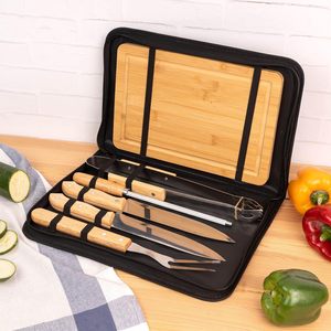Accessoires <span class=keywords><strong>de</strong></span> <span class=keywords><strong>barbecue</strong></span> <span class=keywords><strong>de</strong></span> camping en plein air <span class=keywords><strong>de</strong></span> qualité supérieure, <span class=keywords><strong>ustensiles</strong></span> <span class=keywords><strong>de</strong></span> cuisine, ensemble <span class=keywords><strong>de</strong></span> 6 outils <span class=keywords><strong>de</strong></span> <span class=keywords><strong>barbecue</strong></span> en acier inoxydable avec planche à découper en bois - Product Image 5