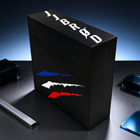 Boîte Cadeau Rigide Personnalisée Noire Rouge Bleue avec Impression Effet Pinceau, Logo Personnalisé et Emballage de Produit Premium