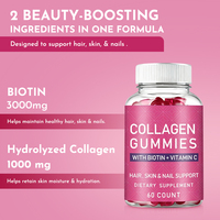 Gummies au collagène 30 jours avec vitamine C et biotine pour femmes et hommes
