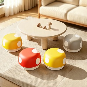 Childrens <b>Stool</b> Mushroom Shape <b>Plastic</b> 30x30x19cm For Home Living Room Bathroom Toilet Seat With Table Set - Product Image 1
