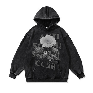 Hoodie Boxy Vintage Personnalisé pour Homme, Coupe Oversize, Ourlet Court Effet Vieilli, Lavage Acide, Broderie Numérique DTG, Tricoté, Disponible XX X - Product Image 3