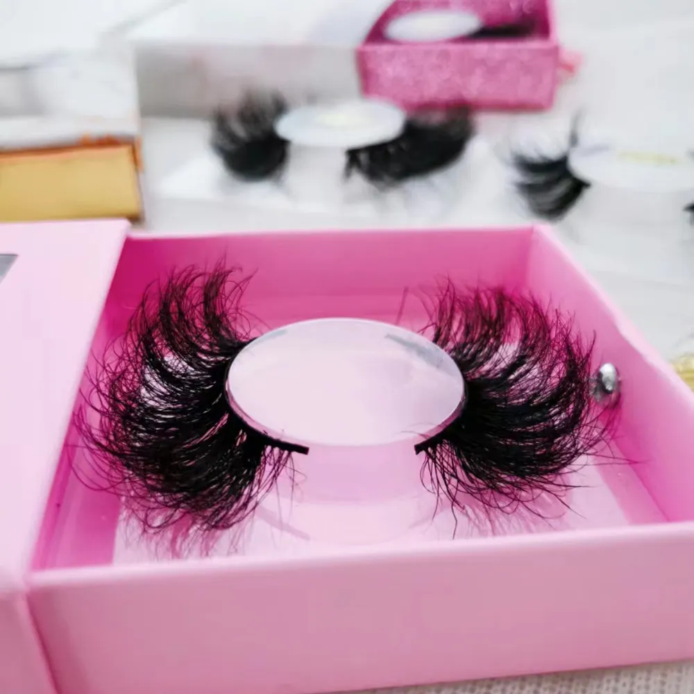 Toptan doğal yanlış lashes 100% gerçek 3D vizon kirpik ile özel etiket el yapımı 25mm kirpik fabrika doğrudan özel logo