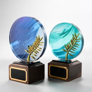 Placa <span class=keywords><strong>de</strong></span> Cristal Circular Personalizada con Impresión UV a Todo Color, Trofeo <span class=keywords><strong>de</strong></span> Premio con Base <span class=keywords><strong>de</strong></span> Madera y Baño <span class=keywords><strong>de</strong></span> <span class=keywords><strong>Oro</strong></span>, Marca DIAOCAI, Modelo D72, para TV y Cine - Product Image 1