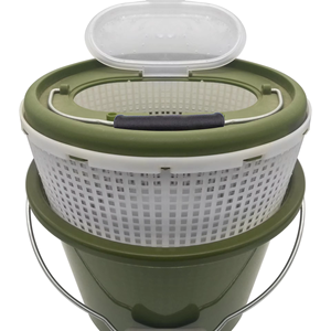 Cubo de Pesca Duradero de Plástico Aislado de Doble Capa con <span class=keywords><strong>Tapa</strong></span> Transparente para Carnada Viva - Accesorios de Pesca para Exteriores - Product Image 4