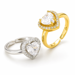 Anello regolabile a forma di cuore, design alla moda, elegante gioiello da indossare tutti i giorni - Product Image 1