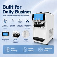 Machine à glace molle professionnelle de comptoir, 3 saveurs, 32-38L/H, grande capacité, avec écran tactile de 10 pouces