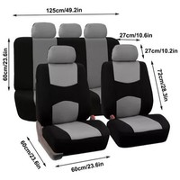 Housse de siège auto 9 pièces, toutes saisons, universelle, polyester haute qualité, protection complète, style professionnel, ensemble complet pour l'intérieur