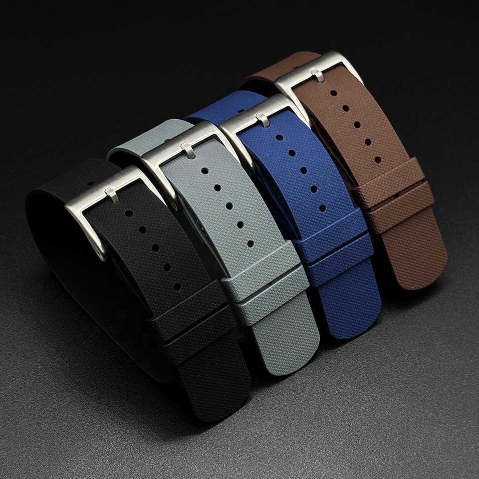 Custom Wholesale White Yellow Color One Piece Watch Bands 20/21/22mm Luxury Grey Single Pass FKM Rubber Watch Straps