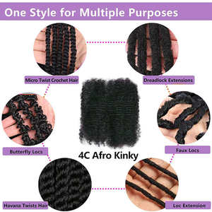 Extensions de cheveux 100% humains FH 50G Afro Kinky Bulk Hair pour micro tresses 10-18 pouces Crochet Dreadlocks Boho Tressage Tissage - Product Image 5