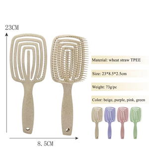 Pettine di Styling biologico ecologico pennelli a secco bagnato paglia di grano naturale ovale piazza setole morbide spazzola per capelli - Product Image 1