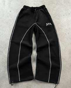 超大宽松合身Y2k街装对比滚边定制标志刺绣男士休闲两件套风衣跑道套装 - Product Image 3