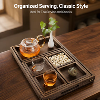Ensemble de 7 pièces en bois classique, plateaux et assiettes décoratifs pour centre de table de bureau ou de table basse