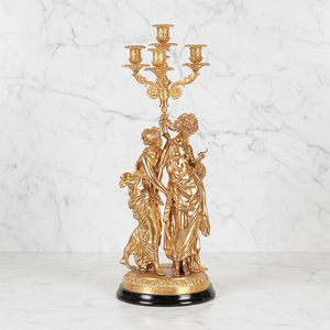 Candélabre en laiton doré style français, <span class=keywords><strong>5</strong></span> bras, avec figurines classiques masculines et féminines, pour décoration intérieure et religieuse - Product Image 2