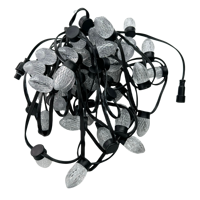 Guirlande lumineuse intelligente à pixels LED C9 S14 UCS2904-RGBW adressable 50 pièces DC12V, fil noir 3 broches 18AWG/boîtier IP68 ; 0,6W/pixel