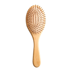Peigne ovale en bois avec coussin d'air, grande brosse antistatique pour coiffage et massage des cheveux, pour usage domestique - Product Image 1