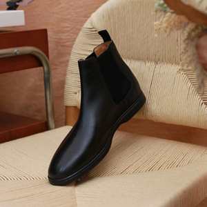 Bottes Chelsea montantes pour hommes, style britannique, bout carré, rehaussantes, décontractées et habillées, respirantes et antidérapantes - Product Image 3