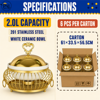 Plat de service en acier inoxydable doré de 2 L avec couvercle en dôme et support en cage pour buffet d'hôtel et service de banquet (vente en gros)