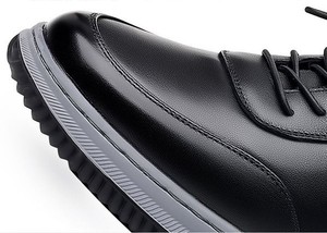 Cross-border herenschoenen, casual leren schoenen met zachte zool en enkelkleurige veters, PU bovenwerk, ademend, dikke zool. - Product Image 3