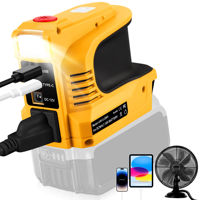 Convient pour Dewalt 18V/20V batterie adaptateur onduleur 5-en-1, sortie ca 180W, QC3.0 USB, PD3.0 type-c, alimentation de secours portable
