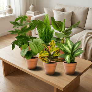 Ensemble de 6 plantes synthétiques Surprise |   Approx. 40-70 cm |   Diamètre du pot : 12-15 cm |   Produits cultivés par des experts <span class=keywords><strong>pour</strong></span> le bureau à domicile, livraison rapide, vert - Product Image 4
