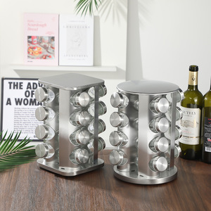 <b>Rotating</b> Stainless Steel <b>Spice</b> <b>Rack</b> Multi Functional Kitchen Storage With 360 Degree Turntable For Seasoning Organization - Product Image 4