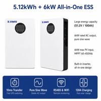 Système de stockage d'énergie domestique tout-en-un mural 51,2 V 100 Ah avec batterie LiFePO4 5,12 kWh, onduleur solaire 6 kW et fonction UPS