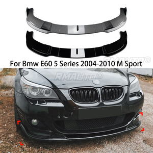 For Bmw E60 5 Series 2004-2010 M Sport Front Bumper Lip Splitter <b>Diffuser</b> Spoiler <b>Car</b> Accessary Cabon Fiber Look Glossy Black - Product Image 1