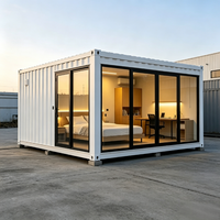 Maison préfabriquée modulaire multi-usages à double vitrage, résistante au gel, économe en énergie, type conteneur en verre