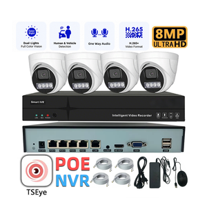 Kit NVR POE 4 canaux 4MP 5MP 8MP en option, système de caméra de sécurité CCTV dôme avec détection audio et de mouvement humain, lecture à distance via APP, pour intérieur - Product Image 1