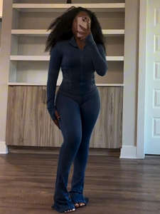 Alxin Custom Nieuwe 2-delige Sportkleding Lange Mouwen Rits Tops Hoge Taille Gym Leggings Workout Herfst Vrouwenkleding Vrouwen Sets - Product Image 6