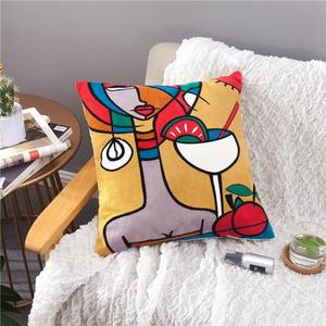 Innermor personalizado gato africano mujeres Floral bordado abstracto patrón geométrico lona <span class=keywords><strong>de</strong></span> algodón uso doméstico Cojín cuadrado nuevo - Product Image 4