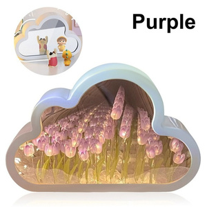Handmade Simulation Flower Cloud <strong>Tulip</strong> Mirror Light DIY LED <strong>Table</strong> Lights Romantic Bedside <strong>Tulips</strong> Lamp for Bedroom Decoration - Product Image 4