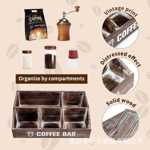 Caja de almacenamiento de vasos de papel de madera, organizador de bolsitas de té para escritorio, estante divisor para cápsulas de café - Product Image 3