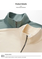 Sweat-shirt personnalisé avec logo, 330 g/m², 100 % coton |   Veste à col montant avec fermeture éclair |   Pull-over décontracté de style preppy pour homme, idéal pour l'école et le sport